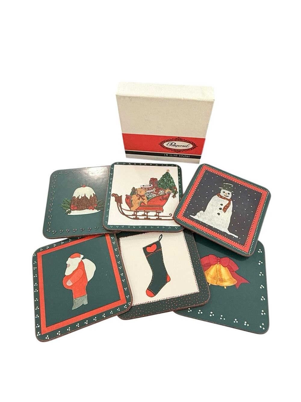 Vintage Pimpernel Assorted Christmas Coaster Set of 6 Made in England Country